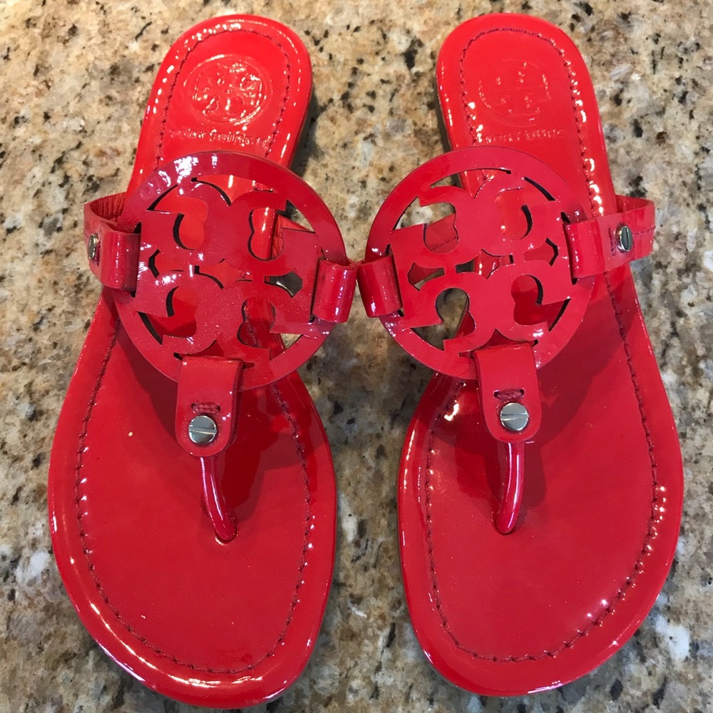 Tory Burch Patent Leather Sandals Red